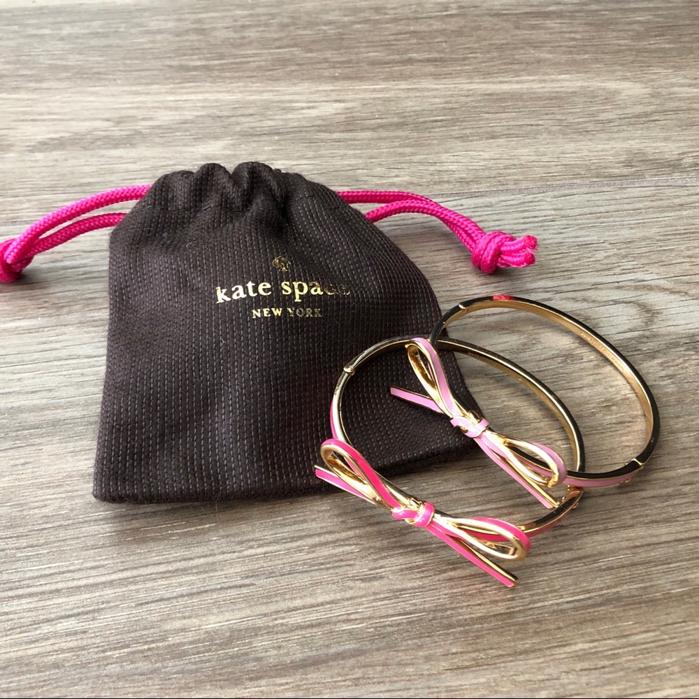 Kate Spade Thin Enamel Bow Bangles Pink & Hot Pink